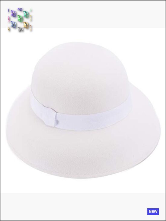 Wide Brim Wool Felt Fedora Hat Adjustable Vintage Church Hat main image 6